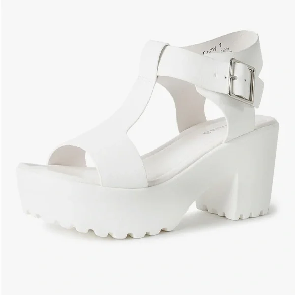 NWT Women's White Platform Sandals - Picture 1 of 5